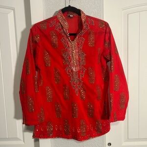 Juliet Dunn London Red Embroidered Shirt 2